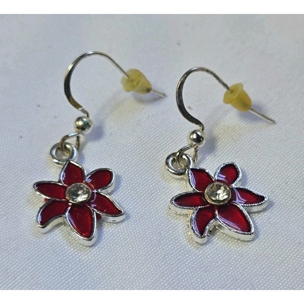 Christmas Poinsettia Dangle Earrings